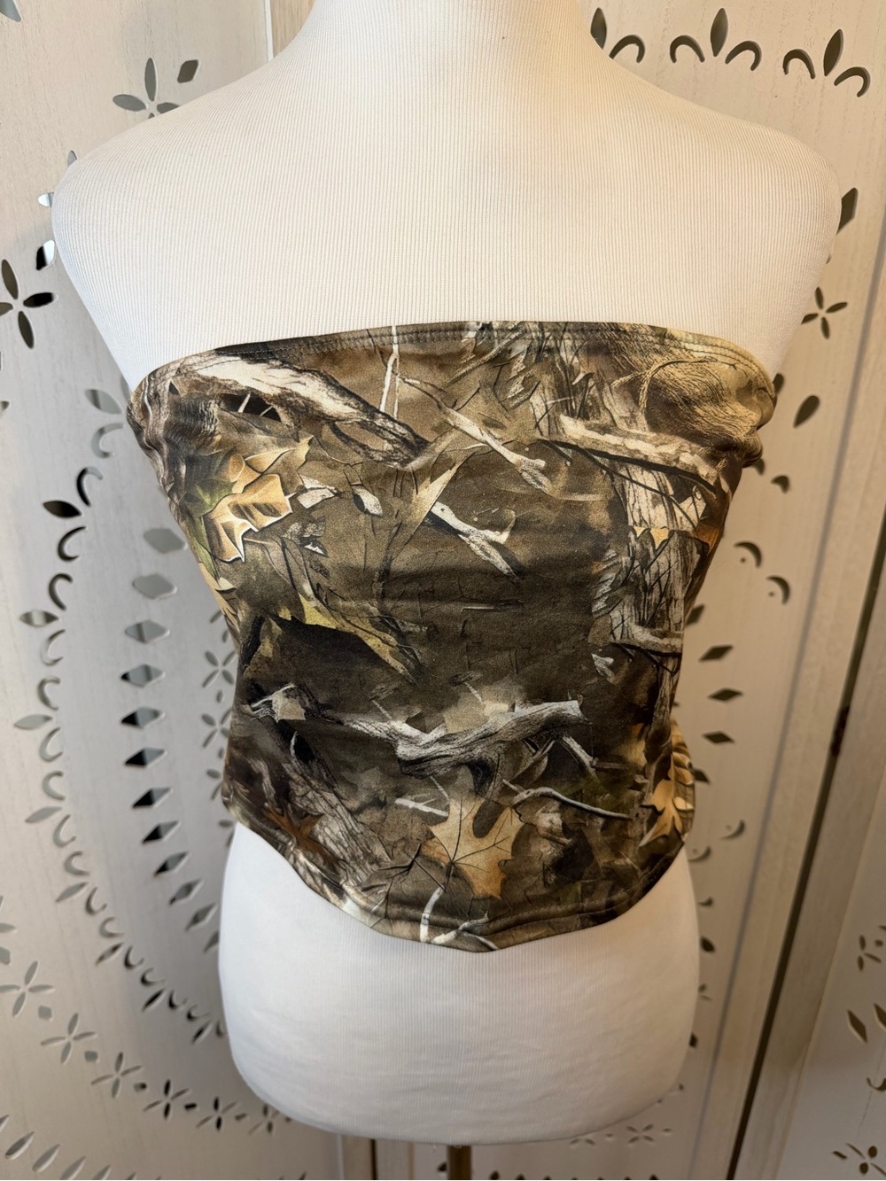 Camo Print Strapless Tube Top